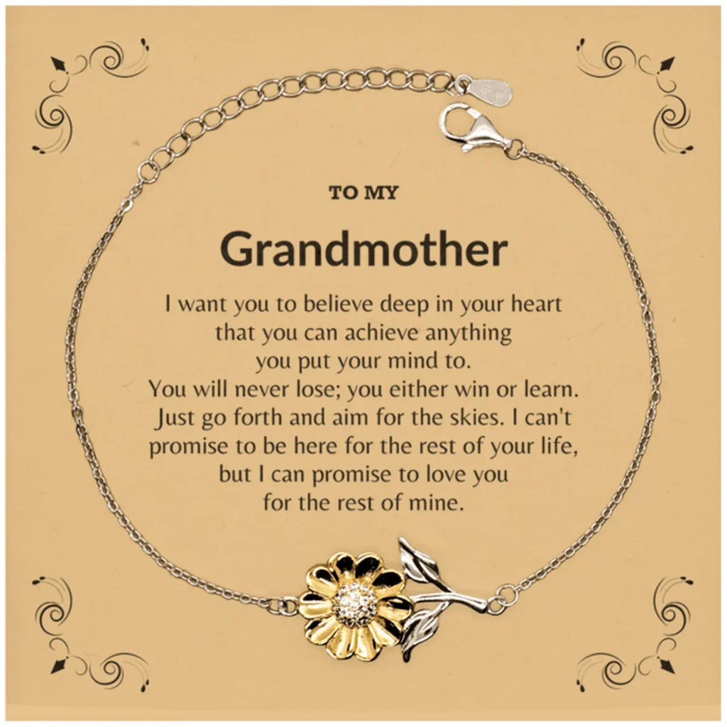 Motivational Grandmother Sunflower Bracelet - I can promise to love you for the rest of my life, Birthday, Christmas Holiday Jewelry Gift