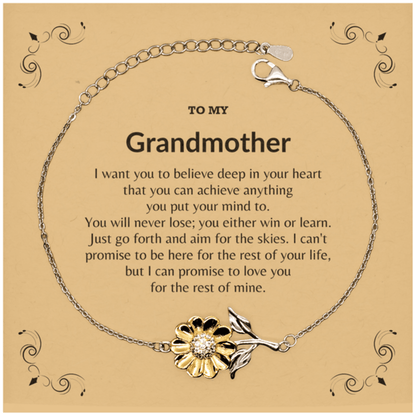 Motivational Grandmother Sunflower Bracelet - I can promise to love you for the rest of my life, Birthday, Christmas Holiday Jewelry Gift - Mallard Moon Gift Shop
