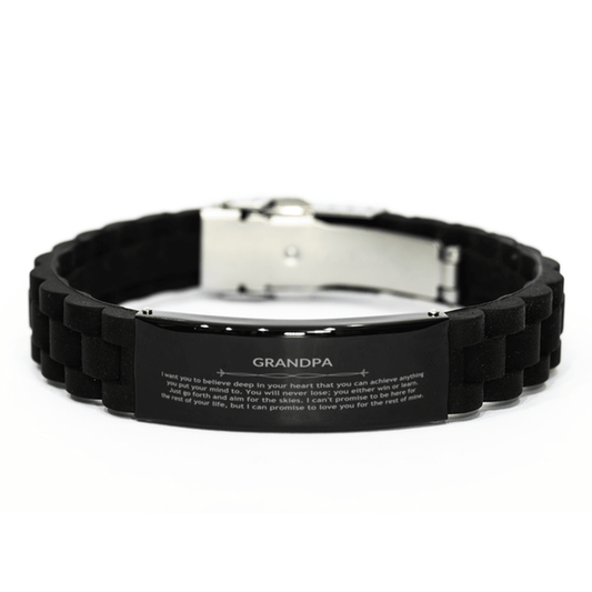 Motivational Grandpa Black Glidelock Clasp Bracelet, Grandpa I can promise to love you for the rest of mine, Bracelet For Grandpa, Grandpa Birthday Jewelry Gift for Women Men - Mallard Moon Gift Shop