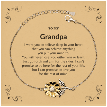 Motivational Grandpa Sunflower Bracelet - I can promise to love you for the rest of my life, Birthday, Christmas Holiday Jewelry Gift - Mallard Moon Gift Shop