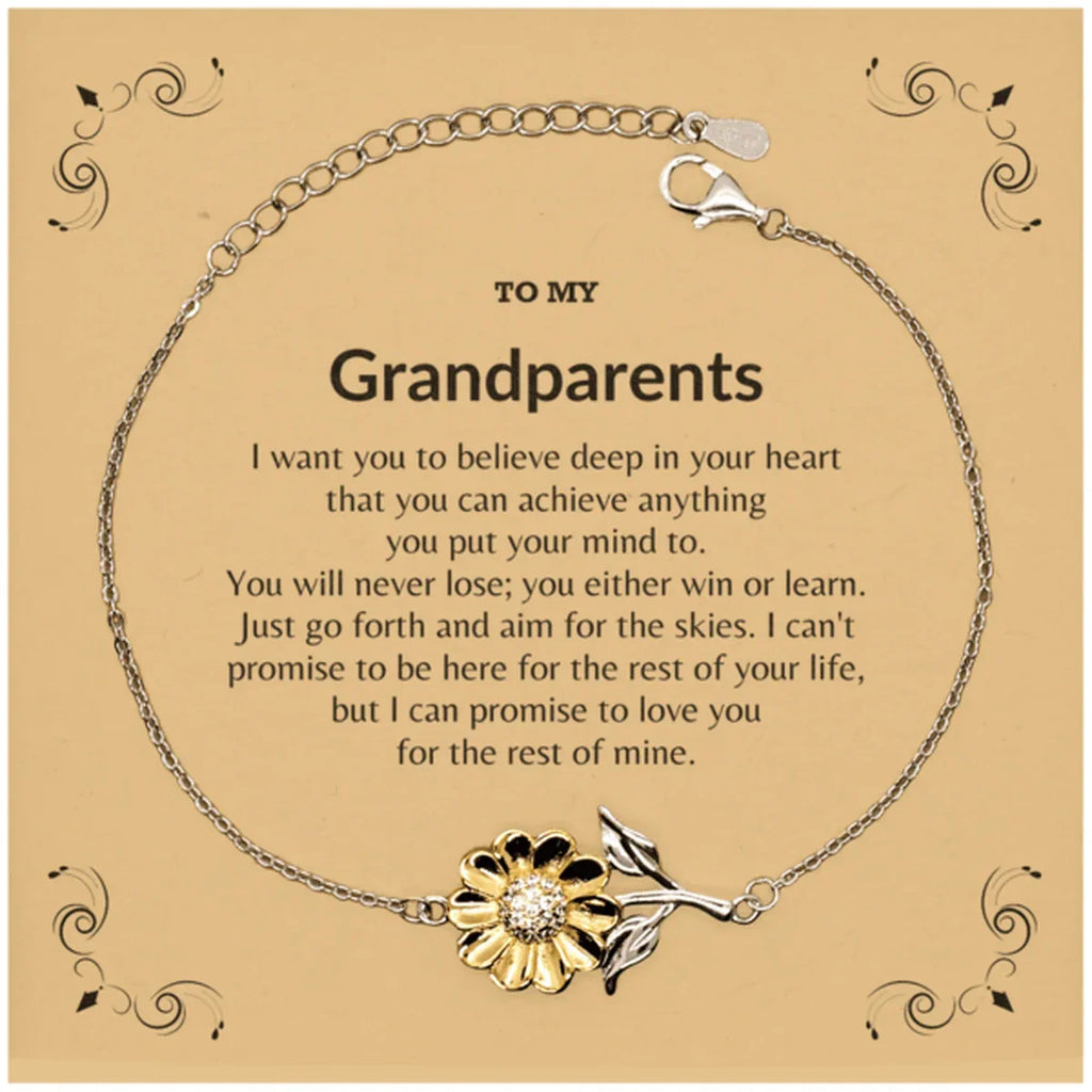 Motivational Grandparents Sunflower Bracelet - I can promise to love you for the rest of my life, Birthday, Christmas Holiday Jewelry Gift
