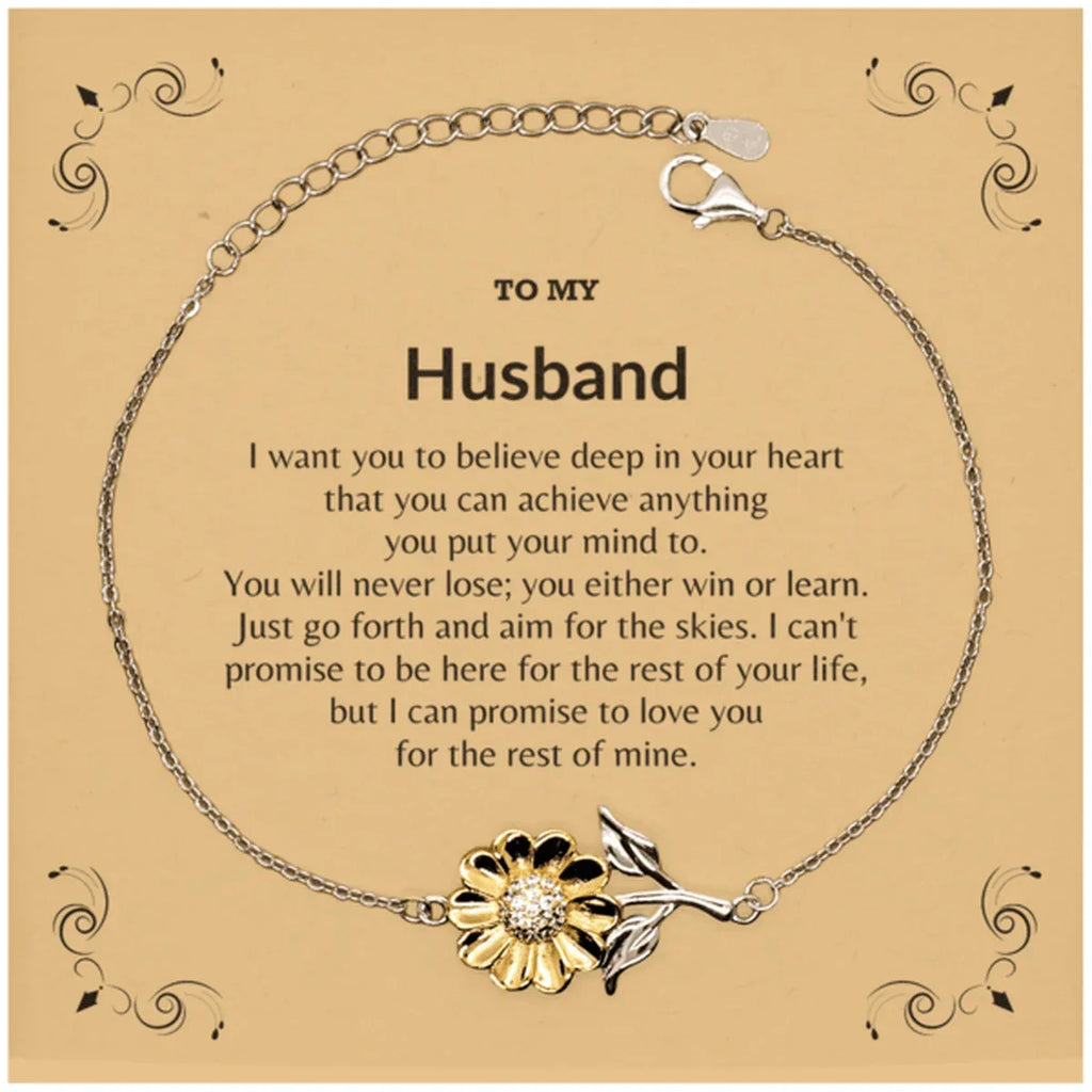 Motivational Husband Sunflower Bracelet - I can promise to love you for the rest of my life, Birthday, Christmas Holiday Jewelry Gift