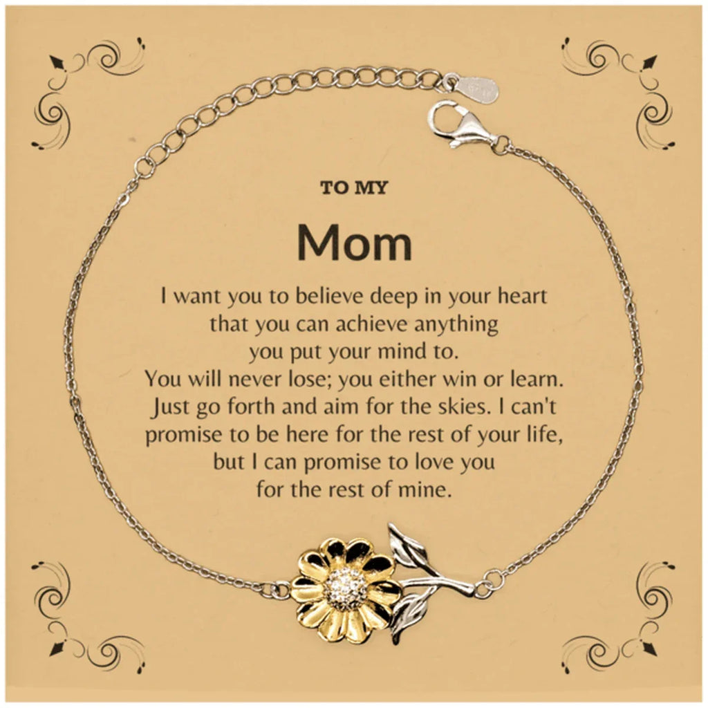 Motivational Mom Sunflower Bracelet - I can promise to love you for the rest of my life, Birthday, Christmas Holiday Jewelry Gift
