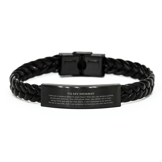 Motivational Mommy Braided Leather Bracelet, Mommy I can promise to love you for the rest of mine, Bracelet For Mommy, Mommy Birthday Jewelry Gift for Women Men - Mallard Moon Gift Shop