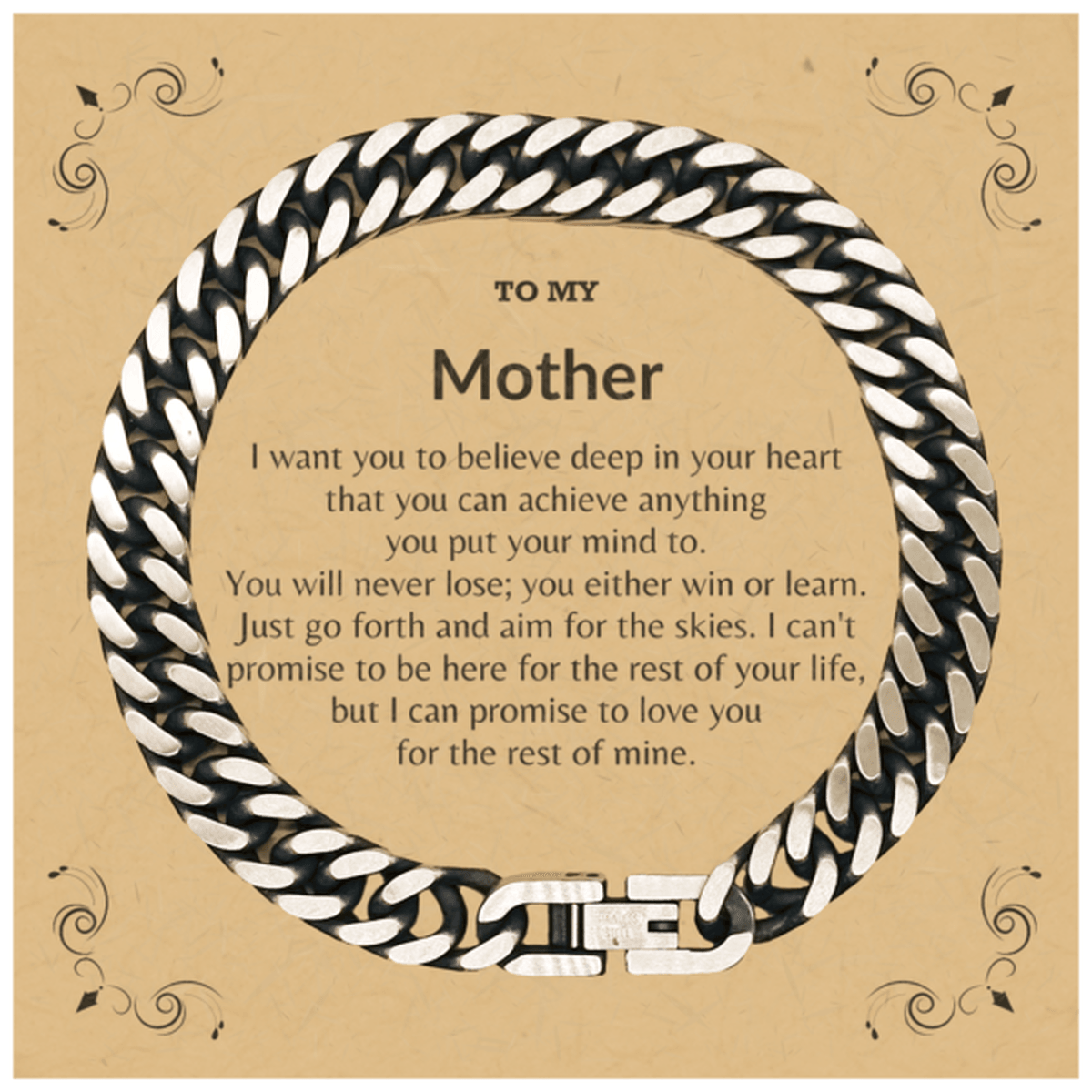Motivational Mother Cuban Link Chain Bracelet, I can promise to love you for the rest of my life; Birthday, Christmas Holiday Jewelry Giftomen Men - Mallard Moon Gift Shop