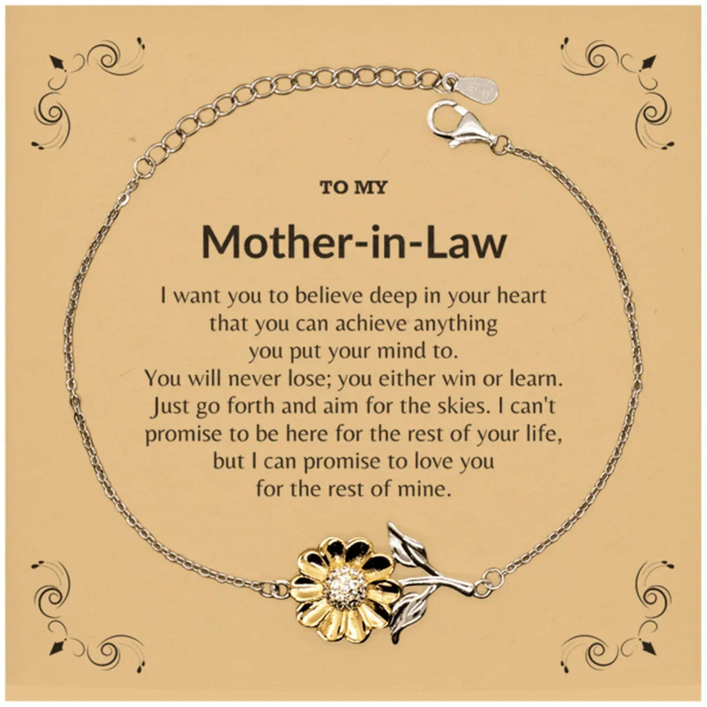 Motivational Mother-In-Law Sunflower Bracelet- I can promise to love you for the rest of my life, Birthday, Christmas Holiday Jewelry Gift