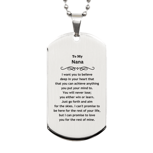 Motivational Nana Silver Dog Tag Engraved Necklace, I can promise to love you for the rest of my life, Birthday Christmas Jewelry Gift - Mallard Moon Gift Shop