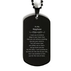 Motivational Nephew Black Dog Tag Necklace - I can promise to love you for the rest of mine, Birthday Christmas Jewelry Gift for Men