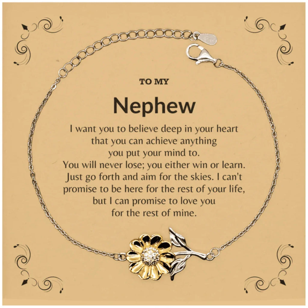 Motivational Nephew Sunflower Bracelet- I can promise to love you for the rest of my life, Birthday, Christmas Holiday Jewelry Gift