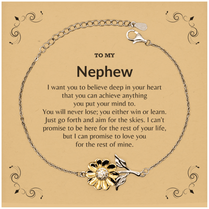 Motivational Nephew Sunflower Bracelet- I can promise to love you for the rest of my life, Birthday, Christmas Holiday Jewelry Gift - Mallard Moon Gift Shop
