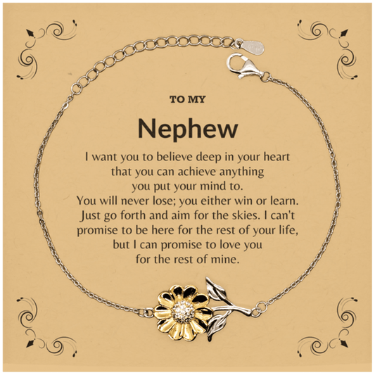 Motivational Nephew Sunflower Bracelet- I can promise to love you for the rest of my life, Birthday, Christmas Holiday Jewelry Gift - Mallard Moon Gift Shop
