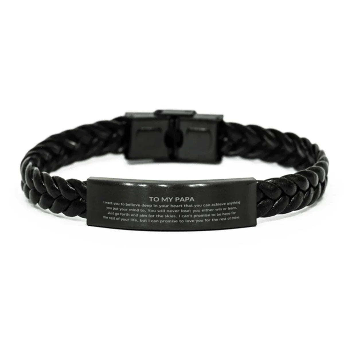 Motivational Papa Braided Leather Bracelet, Papa I can promise to love you for the rest of mine, Bracelet For Papa, Papa Birthday Jewelry Gift for Women Men