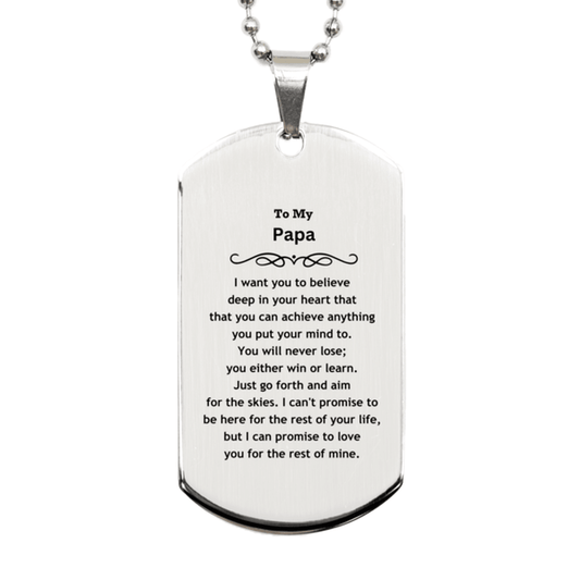 Motivational Papa Silver Dog Tag Engraved Necklace, I can promise to love you for the rest of my life, Birthday Christmas Jewelry Gift - Mallard Moon Gift Shop