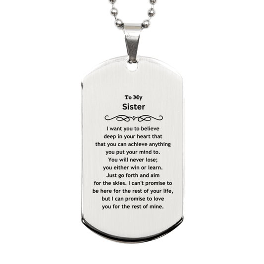 Motivational Sister Silver Dog Tag Engraved Necklace, I can promise to love you for the rest of my life, Birthday Christmas Jewelry Gift - Mallard Moon Gift Shop