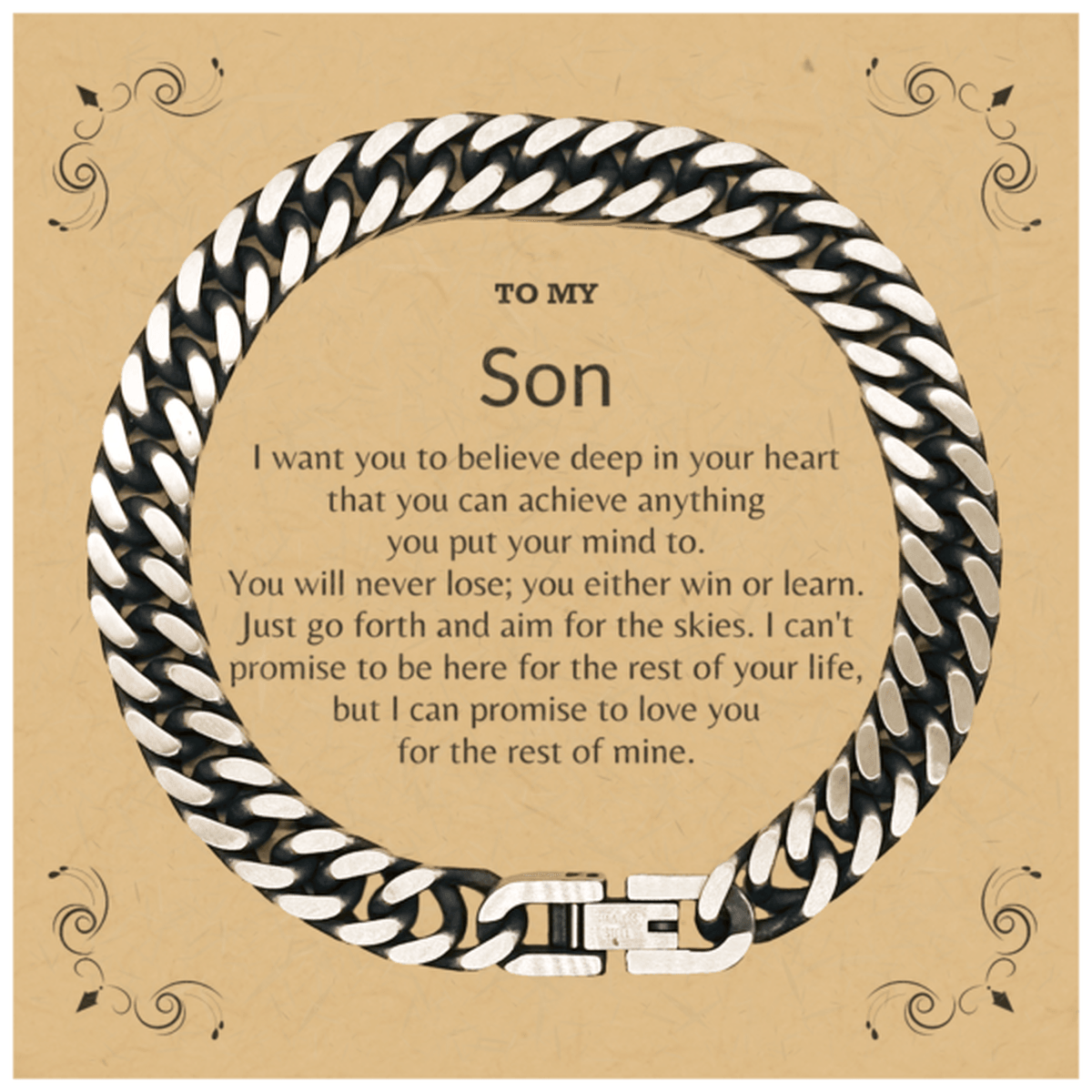 Motivational Son Cuban Link Chain Bracelet, I can promise to love you for the rest of my life, Birthday, Christmas Holiday Jewelry Gift - Mallard Moon Gift Shop