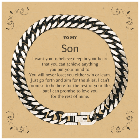 Motivational Son Cuban Link Chain Bracelet, I can promise to love you for the rest of my life, Birthday, Christmas Holiday Jewelry Gift - Mallard Moon Gift Shop