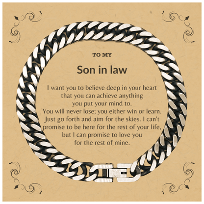 Motivational Son-in-law Cuban Link Chain Bracelet, I can promise to love you for the rest of my life, Birthday, Christmas Holiday Jewelry Gift - Mallard Moon Gift Shop