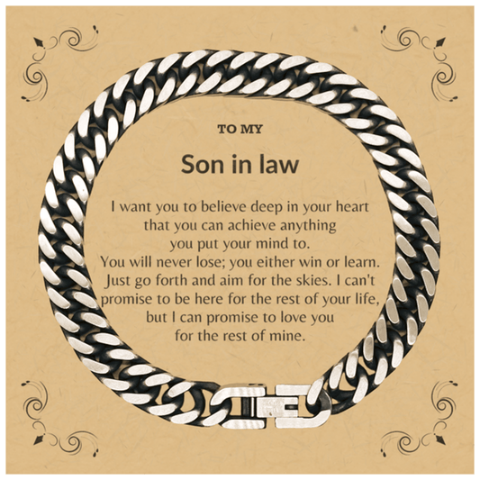 Motivational Son-in-law Cuban Link Chain Bracelet, I can promise to love you for the rest of my life, Birthday, Christmas Holiday Jewelry Gift - Mallard Moon Gift Shop