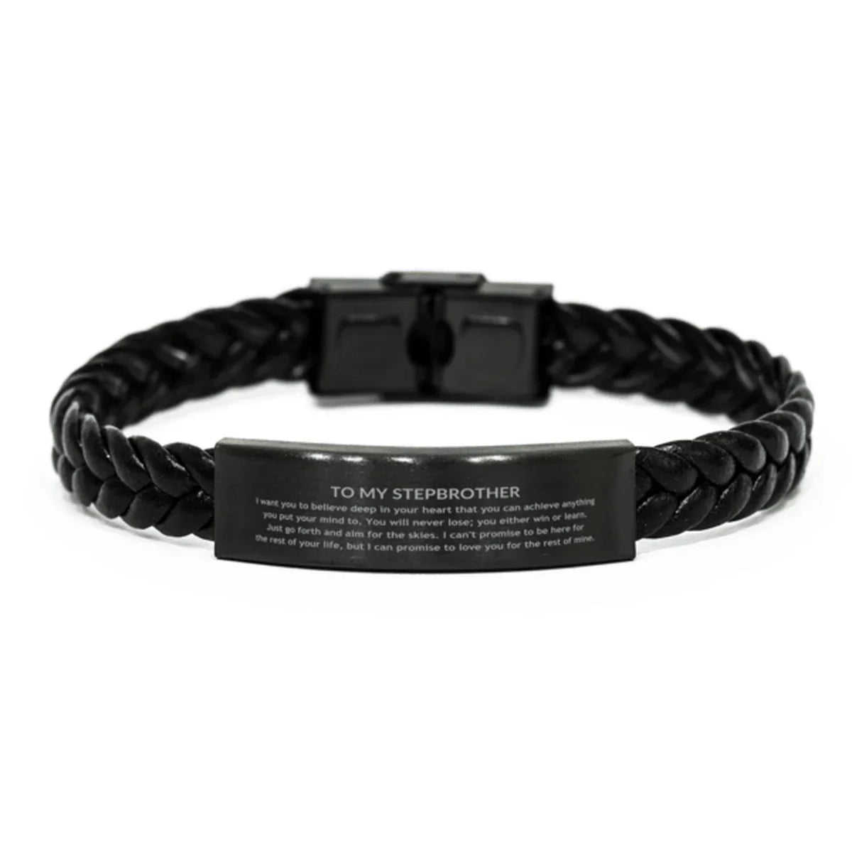 Motivational Stepbrother Braided Leather Bracelet- I can promise to love you for the rest of my life, Birthday, Christmas Holiday Jewelry Gift