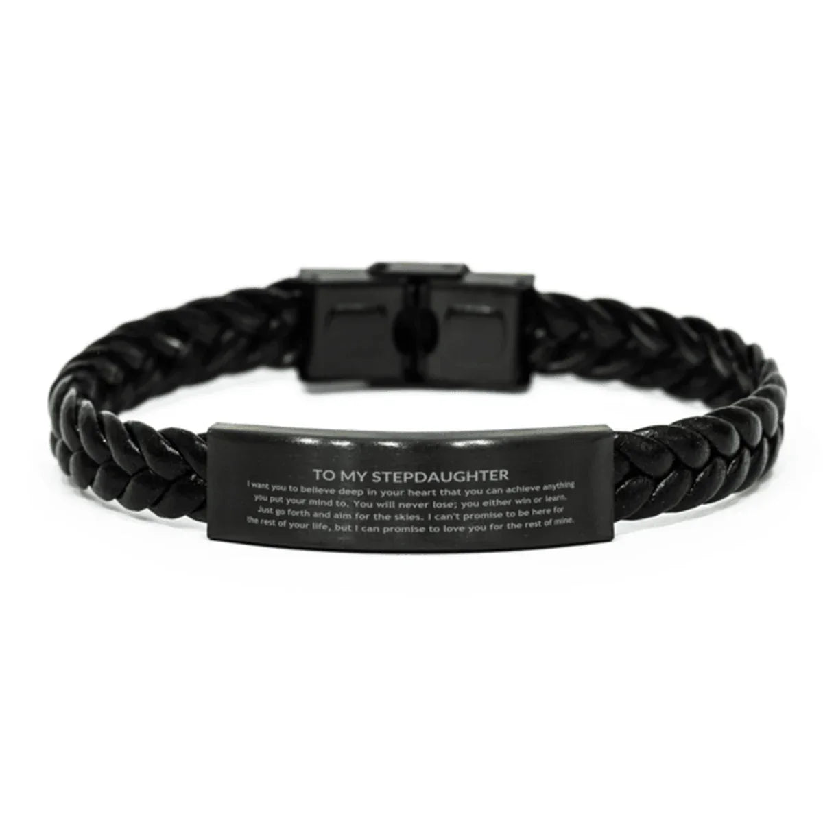 Motivational Stepdaughter Braided Leather Bracelet, Stepdaughter I can promise to love you for the rest of mine, Bracelet For Stepdaughter, Stepdaughter Birthday Jewelry Gift for Women Men