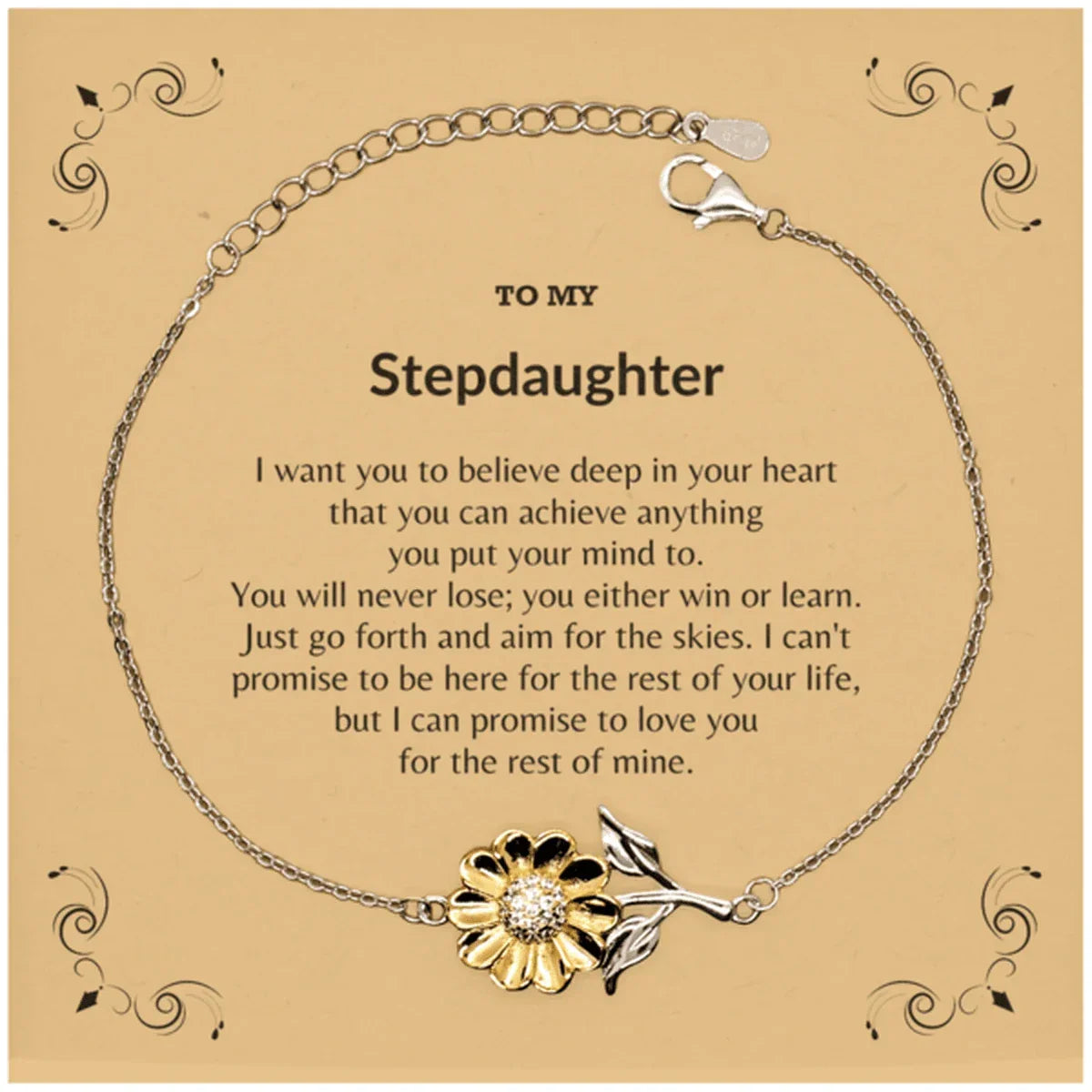 Motivational Stepdaughter Sunflower Bracelet - I can promise to love you for the rest of my life, Birthday, Christmas Holiday Jewelry Gift