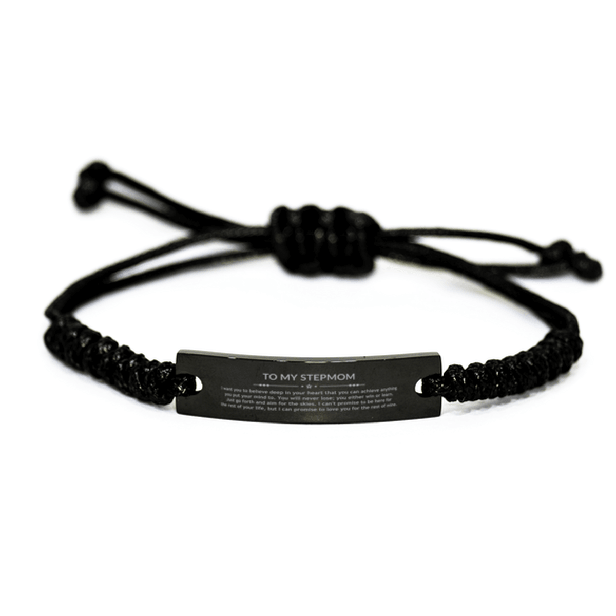 Motivational Stepmom Black Rope Bracelet, Stepmom I can promise to love you for the rest of mine, Bracelet For Stepmom, Stepmom Birthday Jewelry Gift for Women Men - Mallard Moon Gift Shop