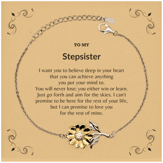Motivational Stepsister Sunflower Bracelet - I can promise to love you for the rest of my life, Birthday, Christmas Holiday Jewelry Gift - Mallard Moon Gift Shop