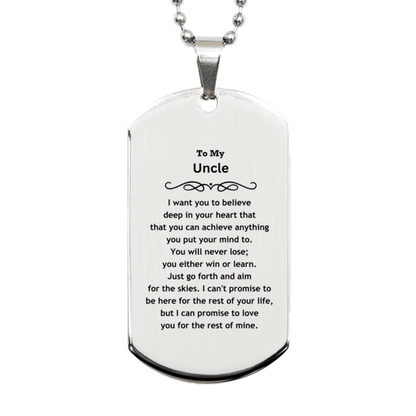 Motivational Uncle Silver Dog Tag Engraved Necklace, I can promise to love you for the rest of my life, Birthday Christmas Jewelry Gift - Mallard Moon Gift Shop