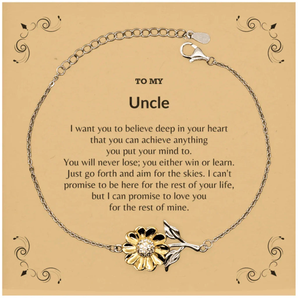 Motivational Uncle Sunflower Bracelet - I can promise to love you for the rest of my life, Birthday, Christmas Holiday Jewelry Gift