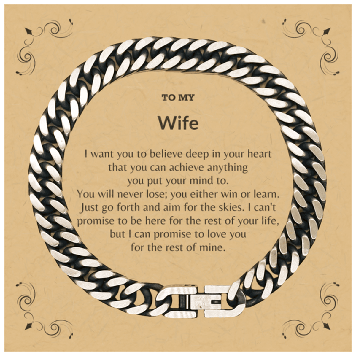 Motivational Wife Cuban Link Chain Bracelet, I can promise to love you for the rest of my life, Birthday, Christmas Holiday Jewelry Gift - Mallard Moon Gift Shop