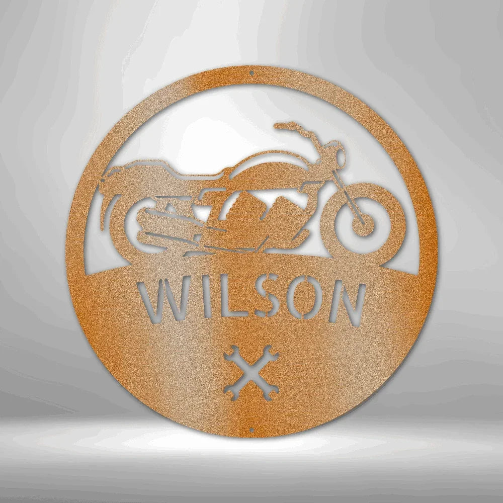 Motorcycle Master Custom Name Indoor Outdoor Steel Wall Sign