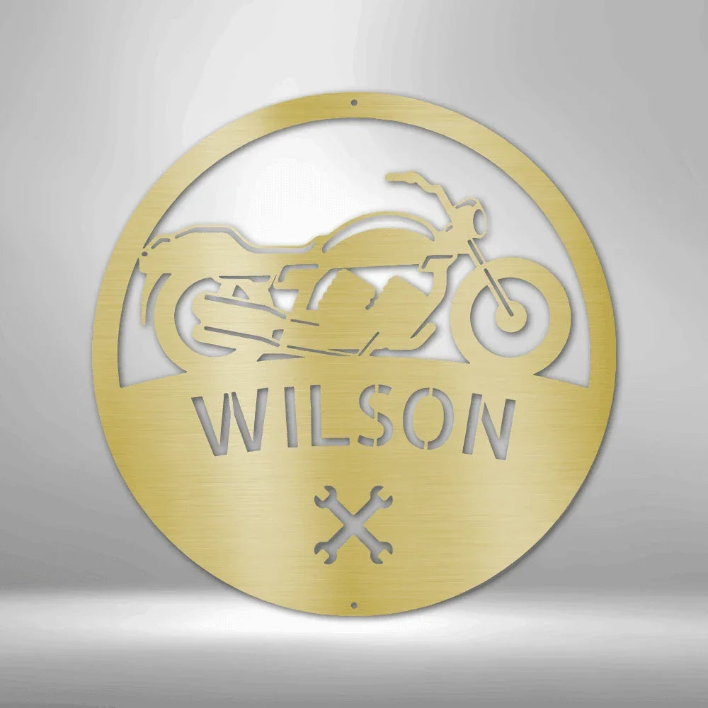 Motorcycle Master Custom Name Indoor Outdoor Steel Wall Sign