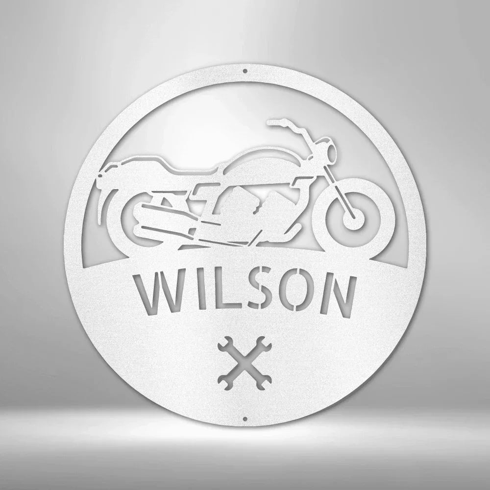 Motorcycle Master Custom Name Indoor Outdoor Steel Wall Sign