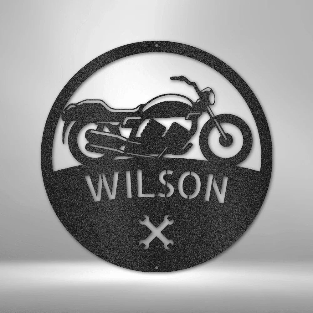 Motorcycle Master Custom Name Indoor Outdoor Steel Wall Sign