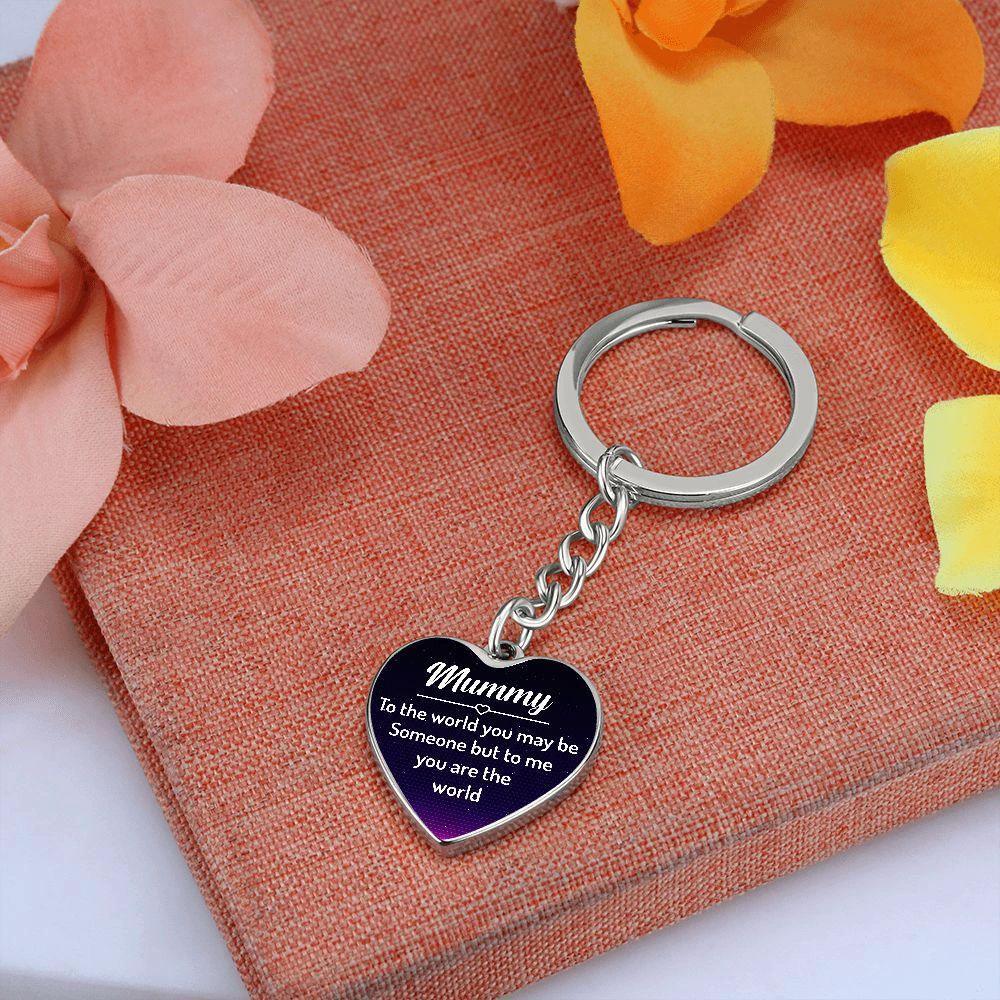 Mummy You Are My World Engraved Heart Keychain – Sentimental Stainless Steel Gift for Mum, Mother’s Day, Birthday & Appreciation