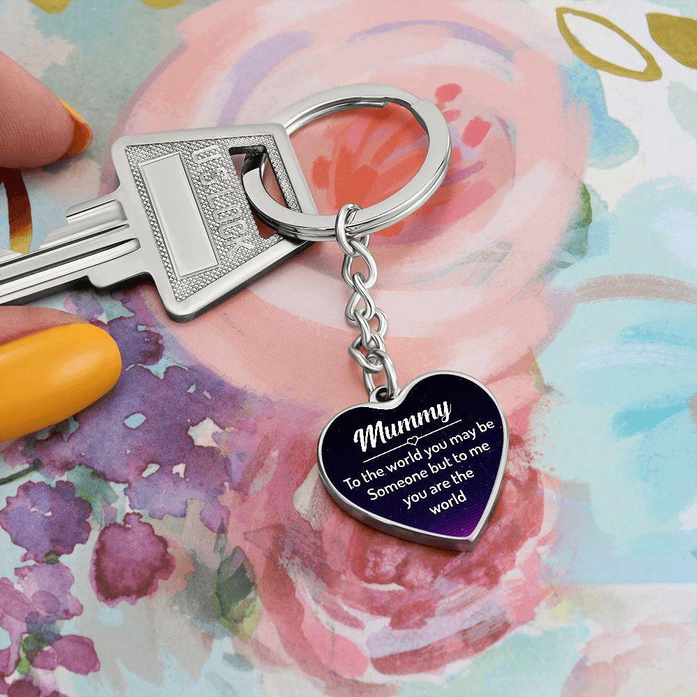Mummy You Are My World Engraved Heart Keychain – Sentimental Stainless Steel Gift for Mum, Mother’s Day, Birthday & Appreciation