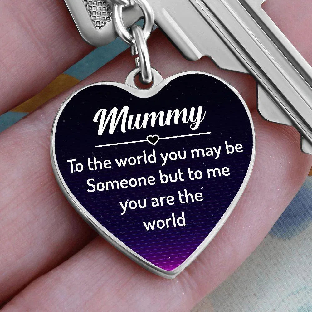 Mummy You Are My World Engraved Heart Keychain – Sentimental Stainless Steel Gift for Mum, Mother’s Day, Birthday & Appreciation
