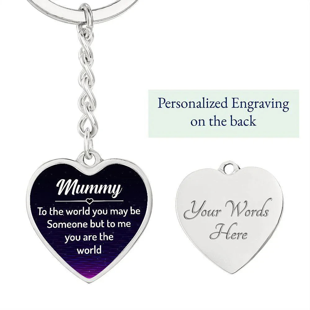 Mummy You Are My World Engraved Heart Keychain – Sentimental Stainless Steel Gift for Mum, Mother’s Day, Birthday & Appreciation