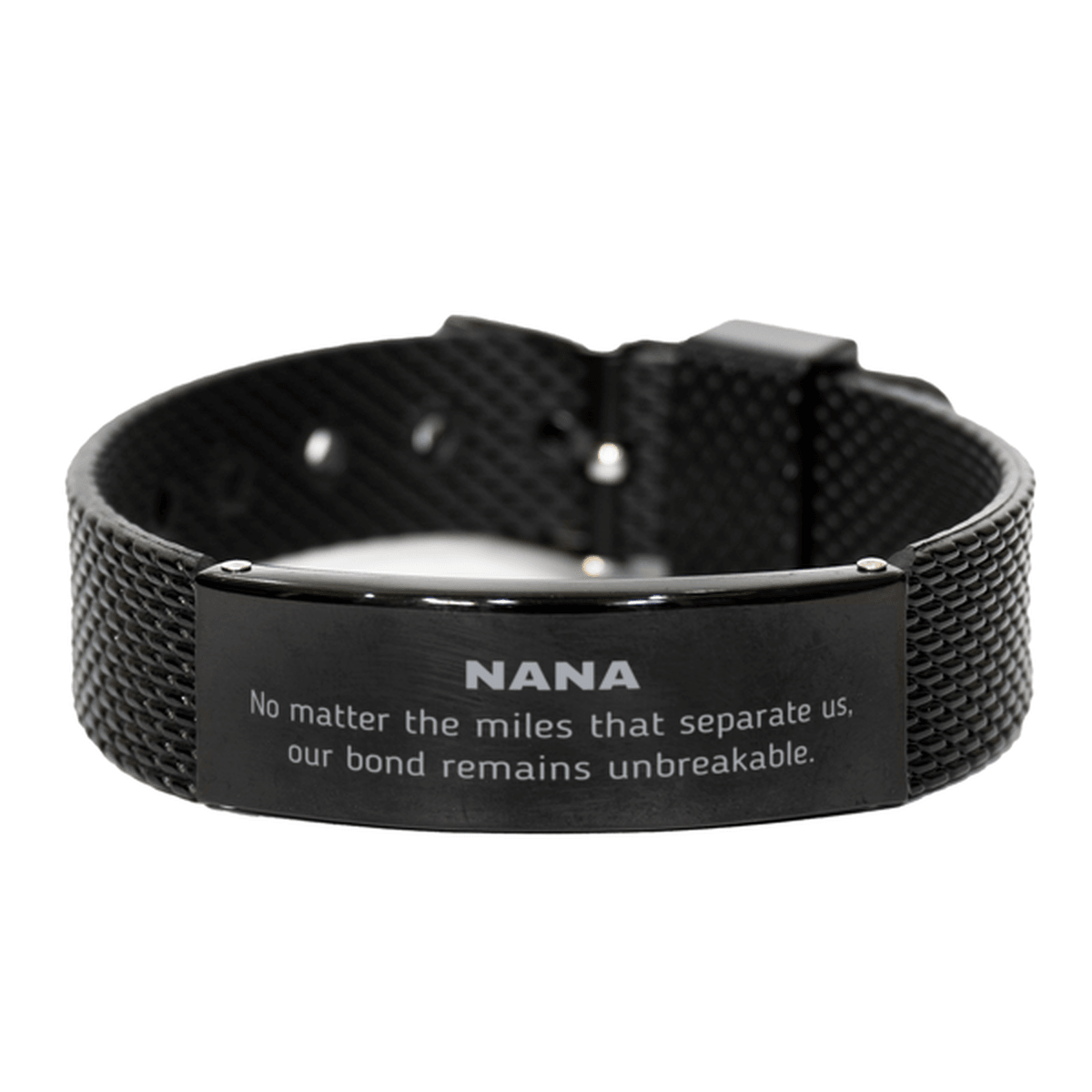 Nana Long Distance Relationship Gifts, No matter the miles that separate us, Cute Love Black Shark Mesh Bracelet For Nana, Birthday Christmas Unique Gifts For Nana - Mallard Moon Gift Shop