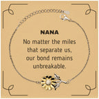Nana Long Distance Relationship Gifts, No matter the miles that separate us, Cute Love Sunflower Bracelet For Nana, Birthday Christmas Unique Gifts For Nana