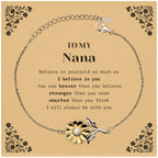 Nana Sunflower Bracelet Gifts, To My Nana You are braver than you believe, stronger than you seem, Inspirational Gifts For Nana Card, Birthday, Christmas Gifts For Nana Men Women
