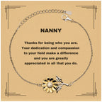Nanny Sunflower Bracelet - Thanks for being who you are - Birthday Christmas Jewelry Gifts Coworkers Colleague Boss