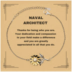 Naval Architect Sunflower Bracelet - Thanks for being who you are - Birthday Christmas Jewelry Gifts Coworkers Colleague Boss