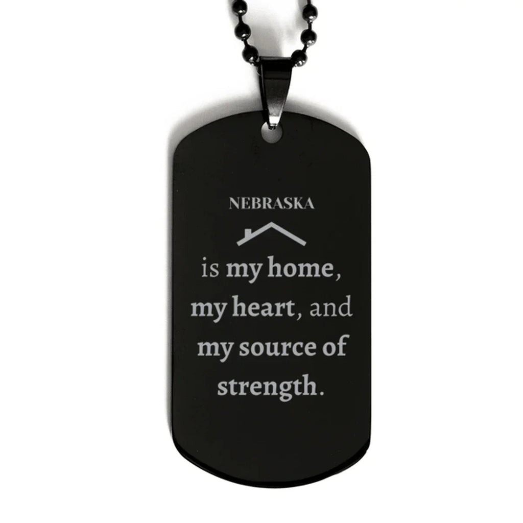 Nebraska is my home Gifts, Lovely Nebraska Birthday Christmas Black Dog Tag For People from Nebraska, Men, Women, Friends