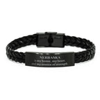 Nebraska is my home Gifts, Lovely Nebraska Birthday Christmas Braided Leather Bracelet For People from Nebraska, Men, Women, Friends