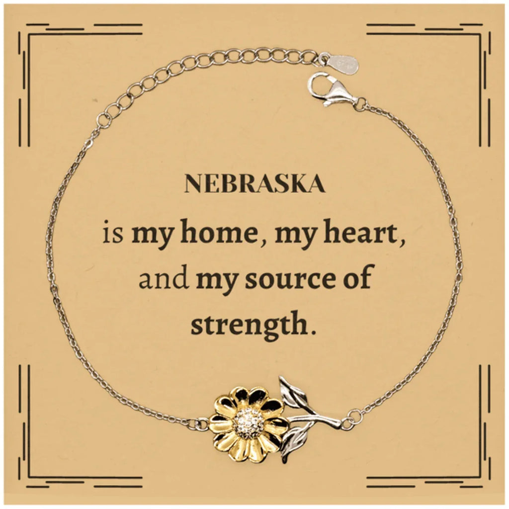 Nebraska is my home Gifts, Lovely Nebraska Birthday Christmas Sunflower Bracelet For People from Nebraska, Men, Women, Friends