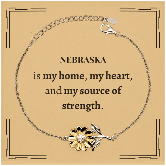 Nebraska is my home Gifts, Lovely Nebraska Birthday Christmas Sunflower Bracelet For People from Nebraska, Men, Women, Friends - Mallard Moon Gift Shop