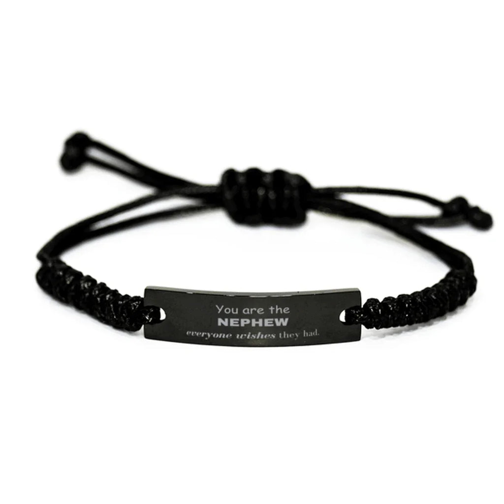 Nephew Black Rope Bracelet, Everyone wishes they had, Inspirational Bracelet For Nephew, Nephew Gifts, Birthday Christmas Unique Gifts For Nephew