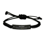 Nephew Long Distance Relationship Gifts, No matter the miles that separate us, Cute Love Black Rope Bracelet For Nephew, Birthday Christmas Unique Gifts For Nephew