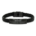 Nephew Long Distance Relationship Gifts, No matter the miles that separate us, Cute Love Braided Leather Bracelet For Nephew, Birthday Christmas Unique Gifts For Nephew